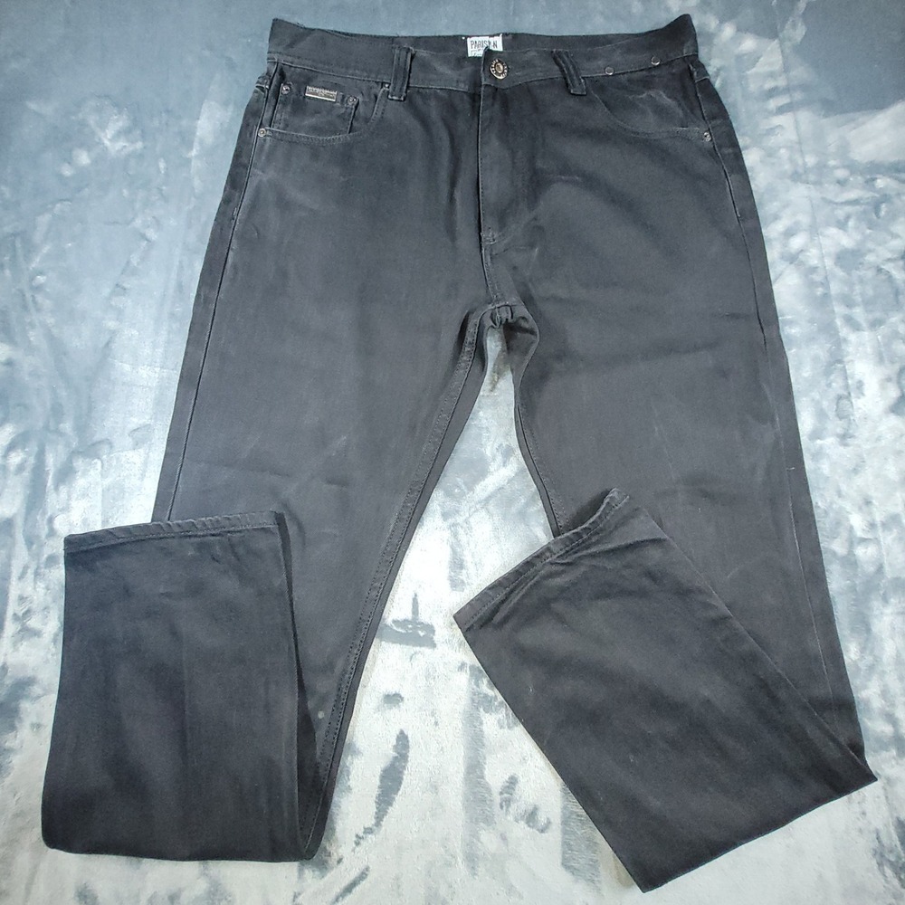 Parish Nation Essentials Mens Black Denim Jeans‎ Straight Leg Size 38 Streetwear